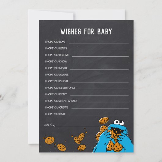 Cookie Monster Chalkboard Baby shower Wishes Notitiekaartje (Voorkant)