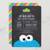 Cookie Monster Chalkboard Confetti Birthday Kaart (Voorkant / Achterkant)