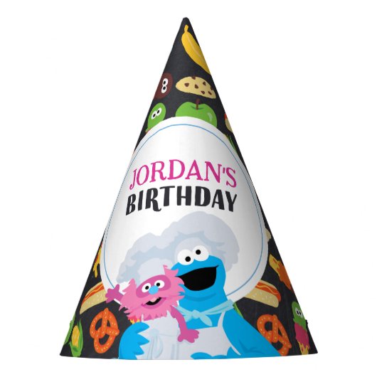 Cookie Monster Chalkboard Foodie Truck Feesthoedjes (Voorkant)