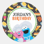 Cookie Monster Chalkboard Foodie Truck Ronde Sticker (Voorkant)