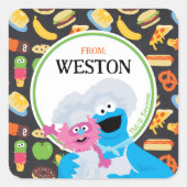 Cookie Monster Chalkboard Foodie Truck Vierkante Sticker (Voorkant)