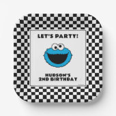 Cookie Monster Checkerboard Birthday Papieren Bordje (Voorkant)