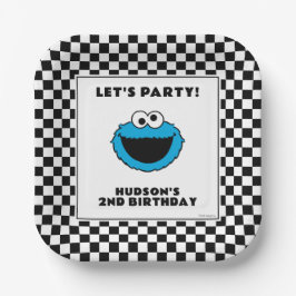 Cookie Monster Checkerboard Birthday Papieren Bordje