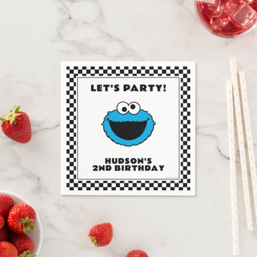 Cookie Monster Checkerboard Birthday Servet (Insitu)