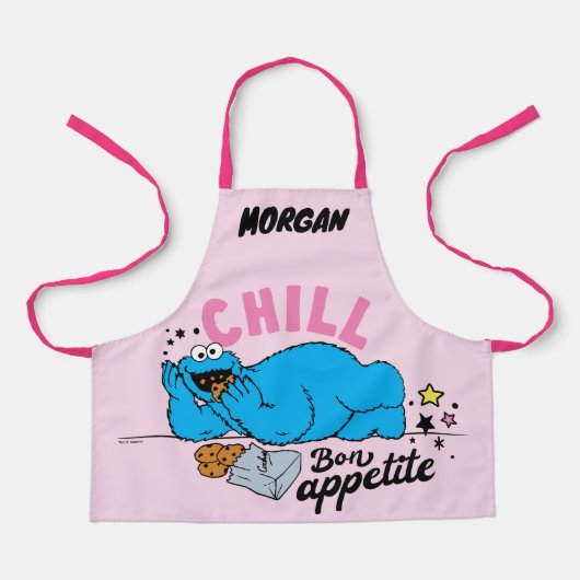 Cookie Monster | Chill Bon Appetite | Naam toevoeg Schort (Voorkant)