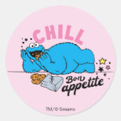 Cookie Monster | Chill Bon Appetite Ronde Sticker (Voorkant)