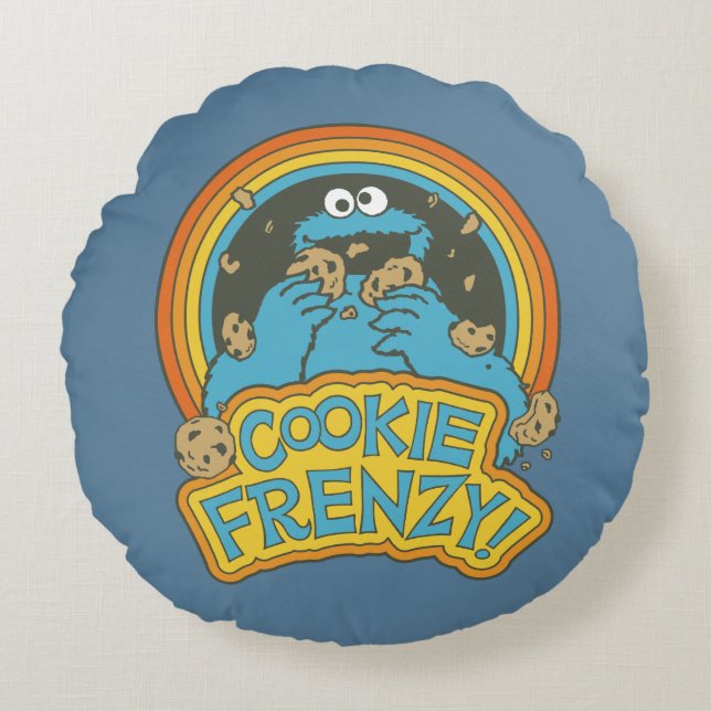  Cookie Monster | Cookie Frenzy Rond Kussen (Voorkant)