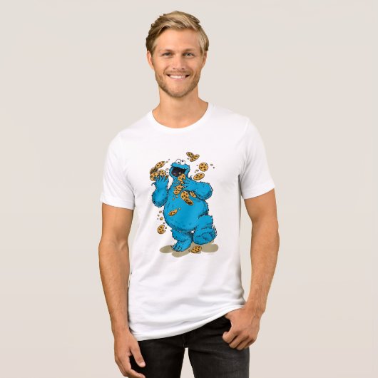 Cookie Monster Crazy Cookies Tri-Blend Shirt (Voorkant volledig)