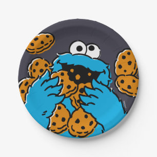 Cookie Monster die alle koekjes opeet Papieren Bordje