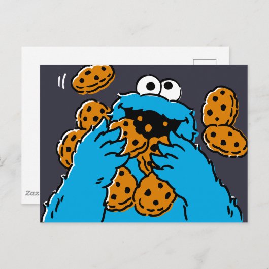 Cookie Monster Eating All the Cookies Briefkaart (Voorkant / Achterkant)