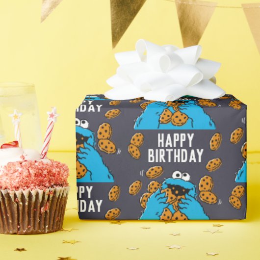 Cookie Monster Eating All the Cookies Cadeaupapier (Verjaardagsfeest)