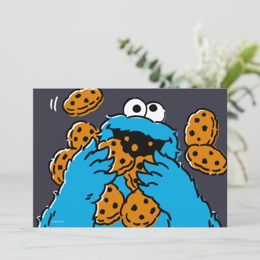 Cookie Monster Eating All the Cookies Kaart (Staand voorkant)