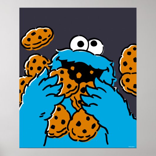 Cookie Monster Eating All the Cookies Poster (Voorkant)
