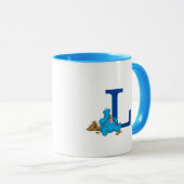  Cookie Monster Eating Cookies Monogram L Mok (Voorkant rechts)