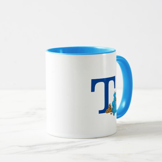  Cookie Monster Eating Cookies Monogram T Mok (Voorkant rechts)