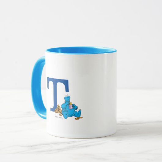 Cookie Monster Eating Cookies Monogram T Mok (Voorkant links)