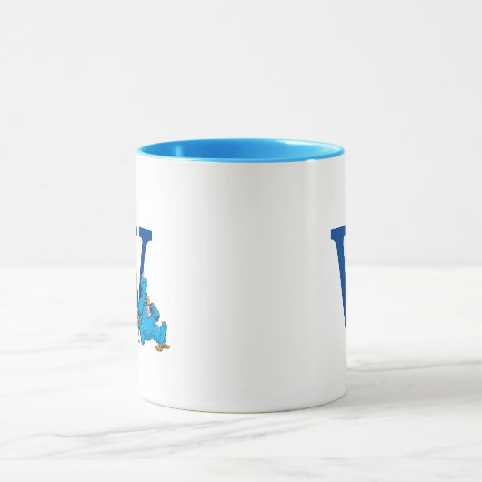  Cookie Monster Eating Cookies Monogram W Mok (Midden)