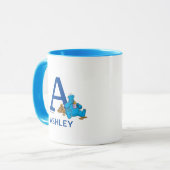 Cookie Monster Eating Cookies Naam & Monogram A Mok (Voorkant links)