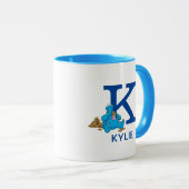 Cookie Monster Eating Cookies Naam & Monogram K Mok (Voorkant rechts)