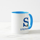 Cookie Monster Eating Cookies Naam & Monogram S Mok (Voorkant rechts)