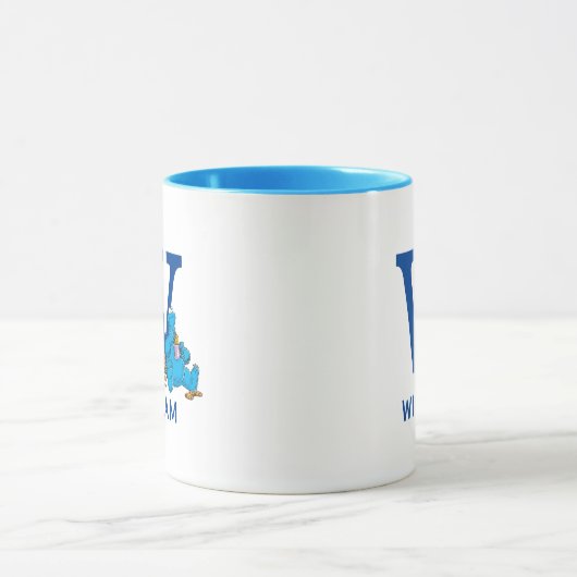 Cookie Monster Eating Cookies Naam & Monogram W Mok (Midden)