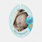 Cookie Monster | Eerste Kerstmis - Jouw naam toevo Metalen Ornament (Voorkant links)