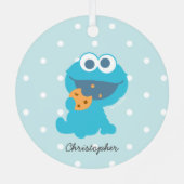 Cookie Monster | Eerste Kerstmis - Jouw naam toevo Metalen Ornament (Achterkant)