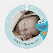 Cookie Monster | Eerste Kerstmis - Jouw naam toevo Metalen Ornament (Voorkant)