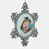 Cookie Monster | Eerste Kerstmis - Jouw naam toevo Tin Sneeuwvlok Ornament (Links)