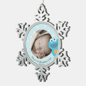 Cookie Monster | Eerste Kerstmis - Jouw naam toevo Tin Sneeuwvlok Ornament (Rechts)