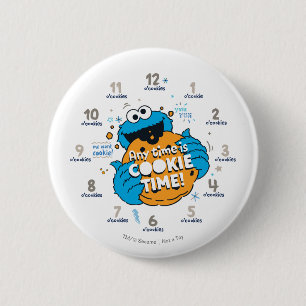 Cookie Monster Elke Tijd is Koekjestijd Ronde Button 5,7 Cm