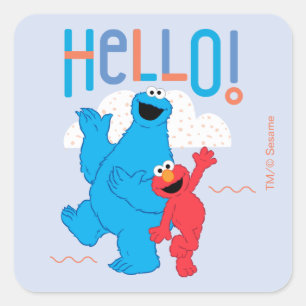 Cookie Monster & Elmo Hallo! Vierkante Sticker