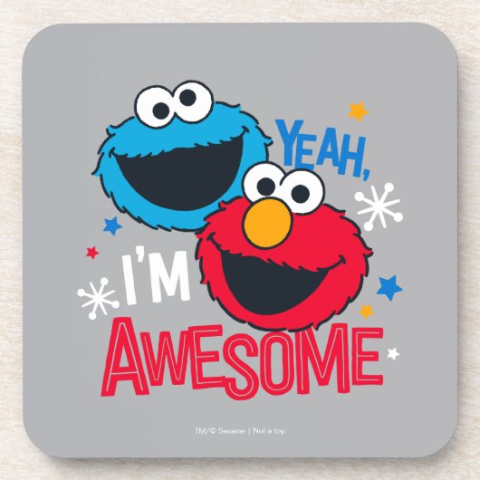Cookie Monster & Elmo I'm Awesome Drankjes Onderzetter (Voorkant)