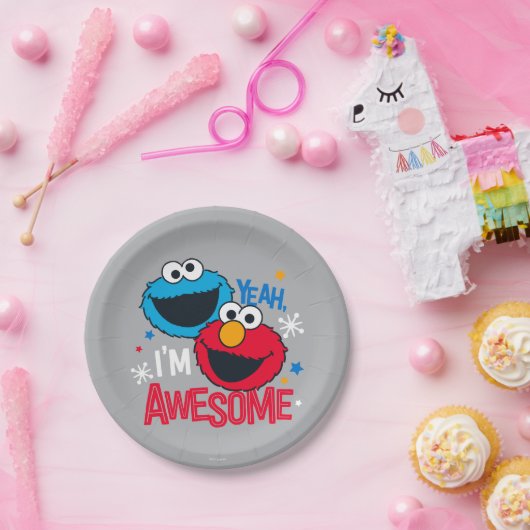 Cookie Monster & Elmo I'm Awesome Papieren Bordje (Feest)