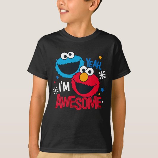 Cookie Monster & Elmo I'm Awesome T-shirt (Voorkant)