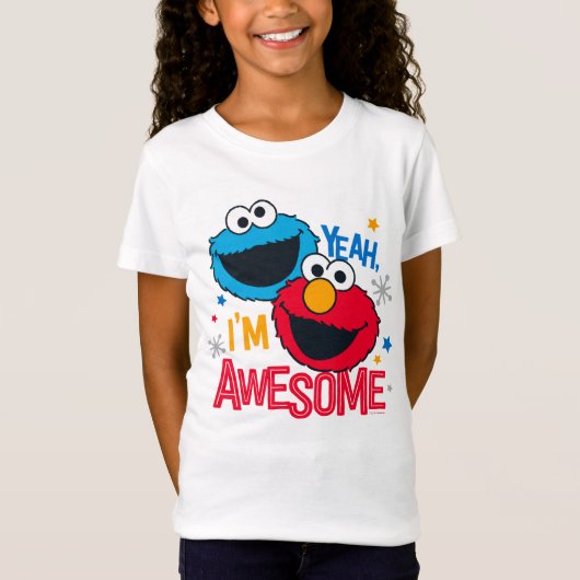 Cookie Monster & Elmo I'm Awesome T-shirt (Voorkant)
