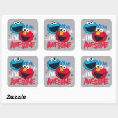 Cookie Monster & Elmo I'm Awesome Vierkante Sticker (Vel)