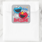Cookie Monster & Elmo | Ja, ik ben geweldig Vierkante Sticker (Tas)
