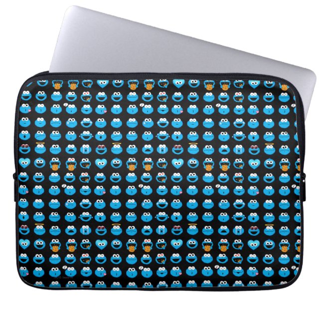 Cookie Monster Emoji Pattern Laptop Sleeve (Voorkant)