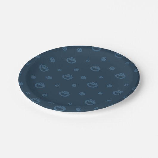 Cookie Monster en Cookies Blue Navy Pattern Papieren Bordje (Gekanteld)