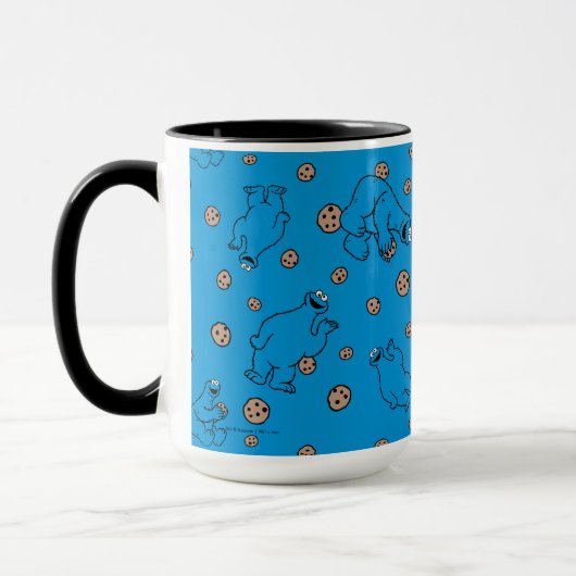 Cookie Monster en Cookies Blue Pattern Mok (Links)
