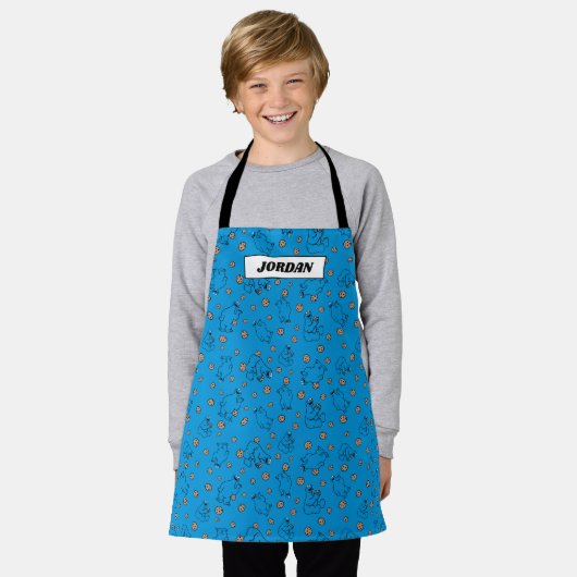 Cookie Monster en Cookies Blue Pattern Schort (Gedragen)