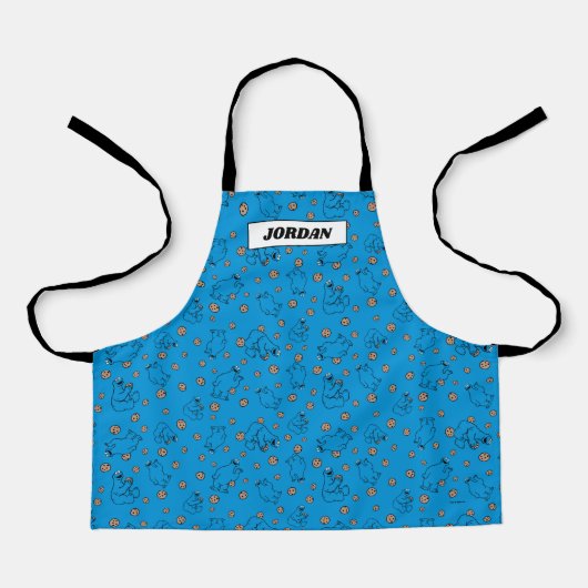 Cookie Monster en Cookies Blue Pattern Schort (Voorkant)
