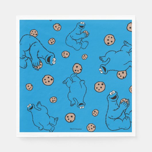 Cookie Monster en Cookies Blue Pattern Servetten (Voorkant)