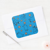 Cookie Monster en Cookies Blue Pattern Vierkante Sticker (Envelop)