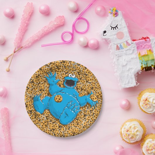  Cookie Monster en Cookies Papieren Bordje (Feest)