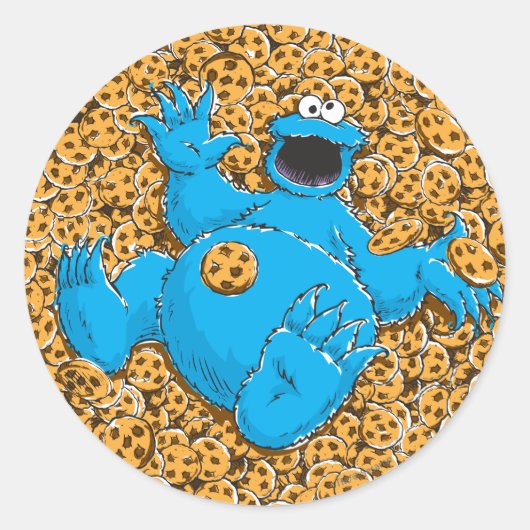  Cookie Monster en Cookies Ronde Sticker (Voorkant)