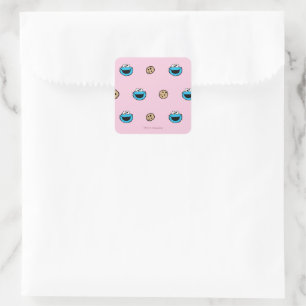 Cookie Monster en Cookies Roze Patroon Vierkante Sticker