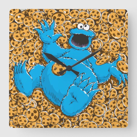  Cookie Monster en Cookies Vierkante Klok (Voorkant)