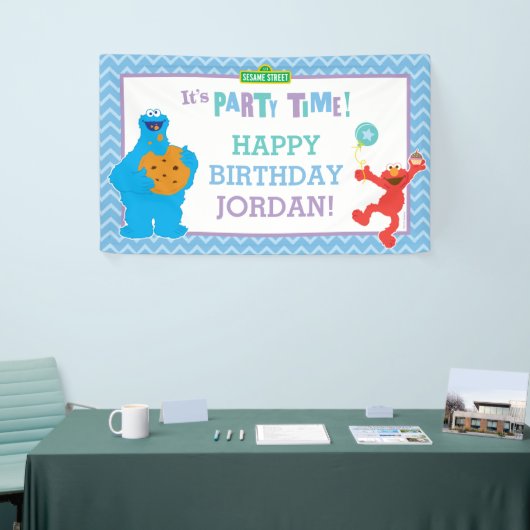 Cookie Monster en Elmo Birthday Spandoek (Beurs)